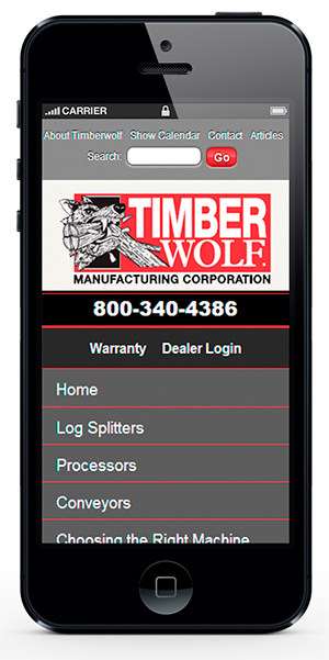 Timberwolf Manufacturing Corporation Responsive Website